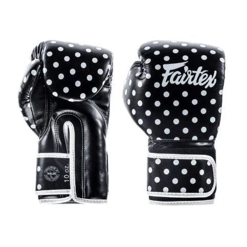 Fairtex BGV14 Microfibre Boxing Gloves - Art Collections - Black Polka Dot - Sambo Store Australasia
