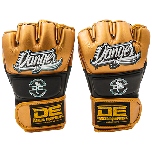MMA Gloves Competition Danger Semi Leather Black/Gold - Sambo Store Australasia