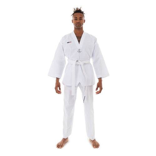 Taekwondo Uniform Classic - 8oz Ribbed Student Dobok (White V-Neck) - Sambo Store Australasia