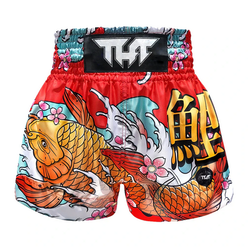 TUFF Japanese Koi Fish Muay Thai Shorts - Red - Sambo Store Australasia