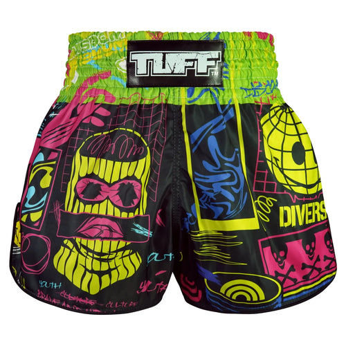 TUFF Neon Graffiti Retro Muay Thai Shorts - Sambo Store Australasia