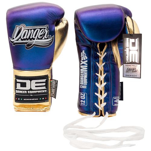 Boxing Pro Gloves Laces Danger Mx Blue Gold - Sambo Store Australasia