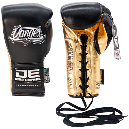 Boxing Pro Gloves Laces Danger Mx Black Gold - Sambo Store Australasia