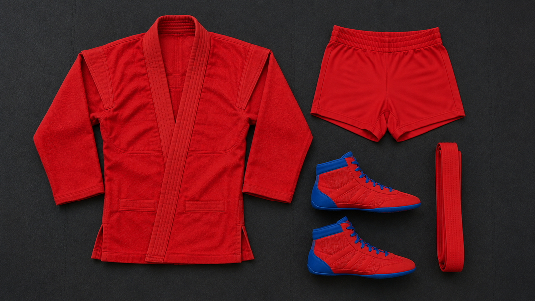 Complete Sport Sambo starter kit including kurtka shorts shoes and belt
