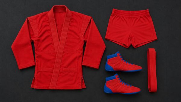Complete Sport Sambo starter kit including kurtka shorts shoes and belt