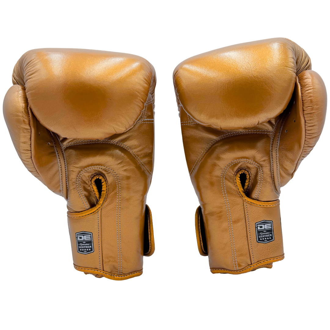 Boxing Gloves Danger Rocket Leather 24k Antique Gold - Sambo Store Australasia