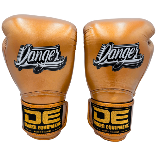 Boxing Gloves Danger Rocket Leather 24k Antique Gold - Sambo Store Australasia