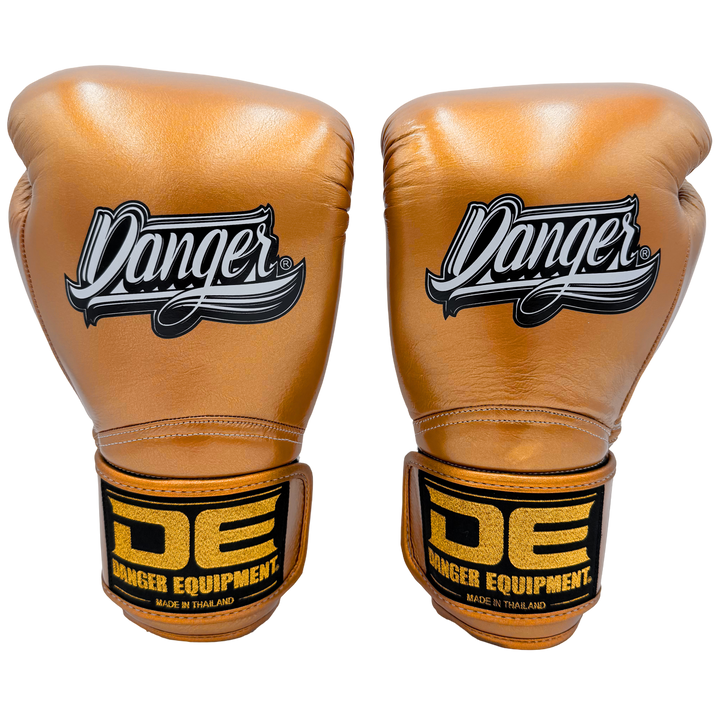 Boxing Gloves Danger Rocket Leather 24k Antique Gold - Sambo Store Australasia