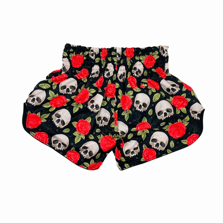 Arwut Gothic Skulls & Roses Muay Thai Shorts - Sambo Store Australasia