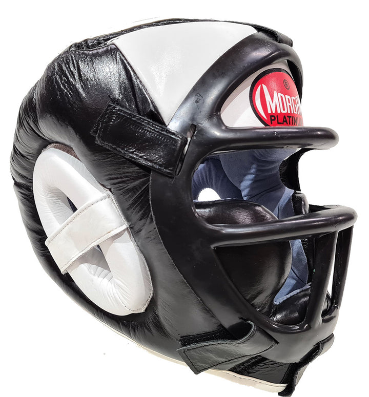 MORGAN LEATHER HEAD GUARD WITH ABX PLASTIC REMOVABLE GRILL