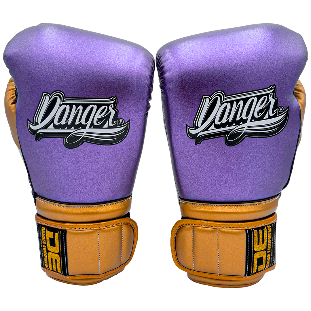 Boxing Gloves Danger Mexican Microfiber Purple Gold - Sambo Store Australasia