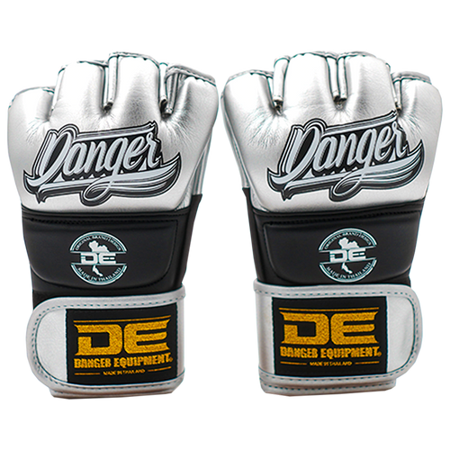 MMA Gloves Competition Danger Semi Leather Silver/Black - Sambo Store Australasia