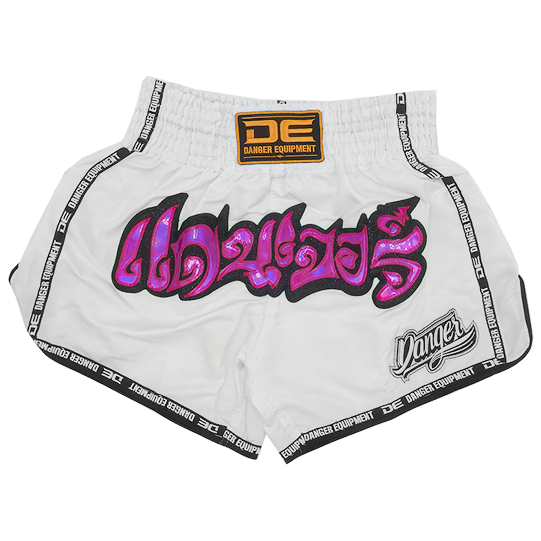 Muaythai Shorts Danger White Micro - Sambo Store Australasia
