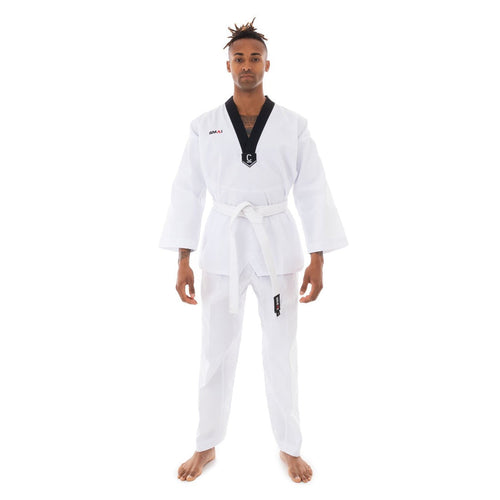Taekwondo Uniform Classic - 8oz Ribbed Student Dobok (Black V-Neck) - Sambo Store Australasia