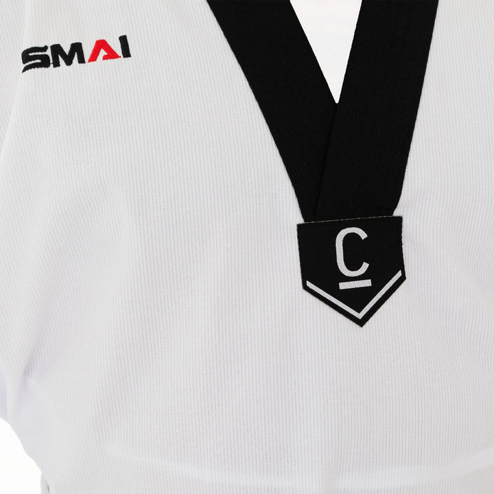 Taekwondo Uniform Classic - 8oz Ribbed Student Dobok (Black V-Neck)