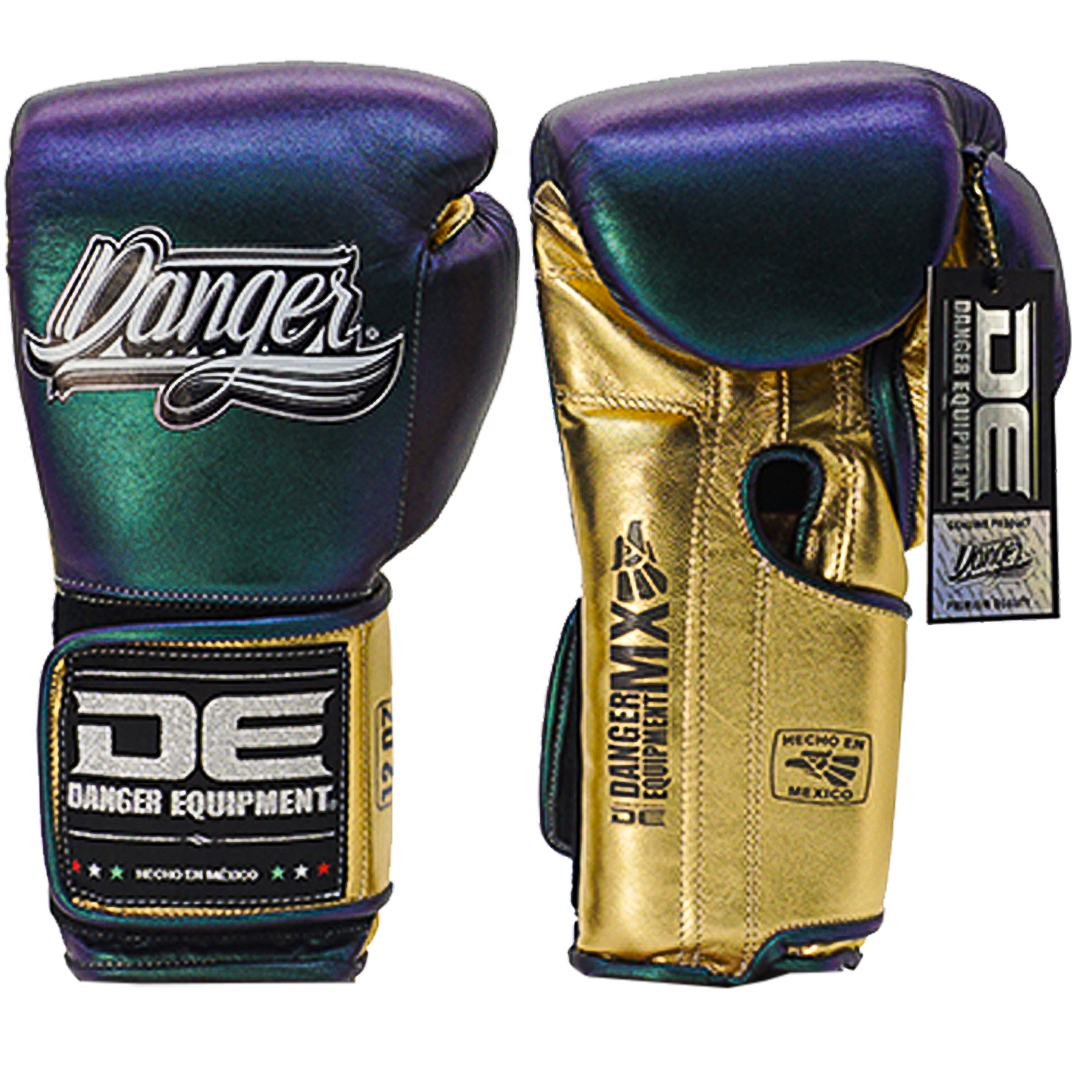 Boxing Pro Gloves Velcro Danger Mx Blue Gold - Sambo Store Australasia