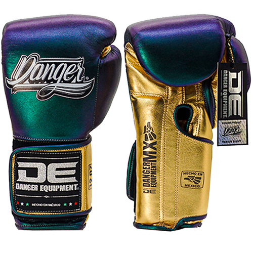 Boxing Pro Gloves Velcro Danger Mx Blue Gold - Sambo Store Australasia