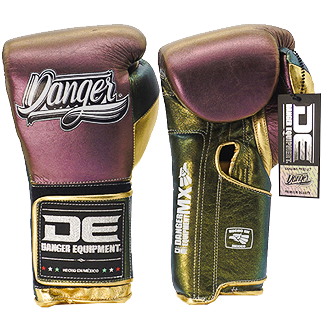 Boxing Pro Gloves Velcro Danger Mx Pink Gold - Sambo Store Australasia