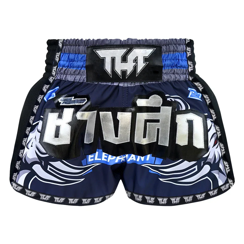 TUFF War Elephant Retro Muay Thai Shorts - Blue - Sambo Store Australasia