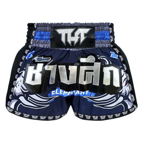 TUFF War Elephant Retro Muay Thai Shorts - Blue - Sambo Store Australasia