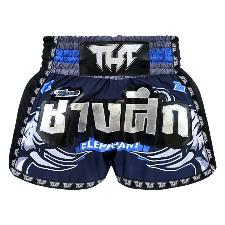 TUFF War Elephant Retro Muay Thai Shorts - Blue - Sambo Store Australasia
