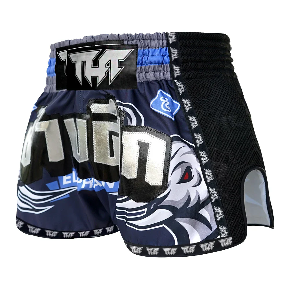 TUFF War Elephant Retro Muay Thai Shorts - Blue - Sambo Store Australasia
