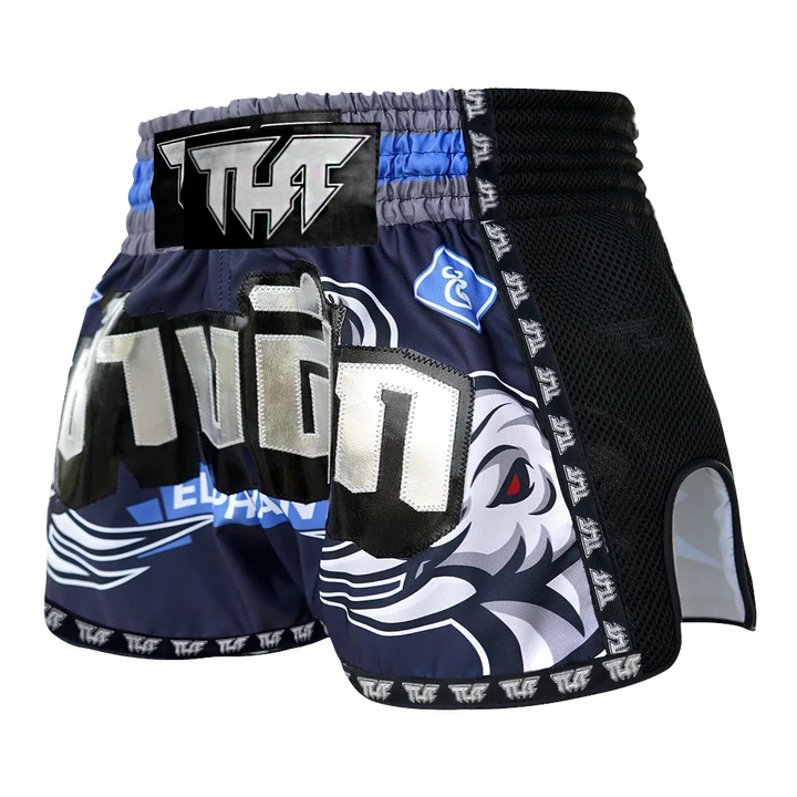 TUFF War Elephant Retro Muay Thai Shorts - Blue - Sambo Store Australasia