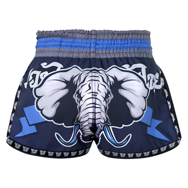TUFF War Elephant Retro Muay Thai Shorts - Blue - Sambo Store Australasia