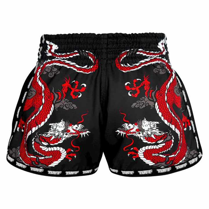 TUFF Chinese Dragon Retro Muay Thai Shorts - Black - Sambo Store Australasia