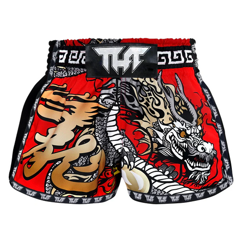 TUFF Chinese Dragon Muay Thai Shorts - Red - Sambo Store Australasia