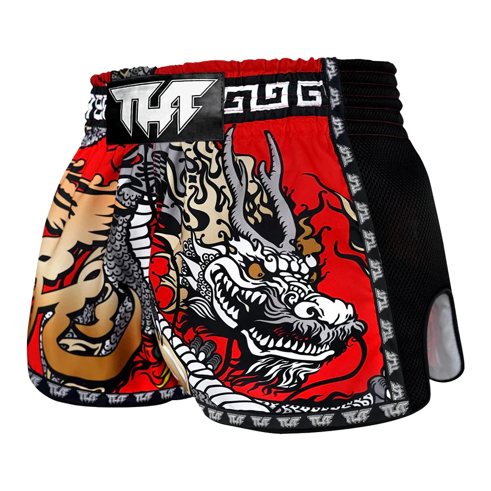 TUFF Chinese Dragon Muay Thai Shorts - Red - Sambo Store Australasia