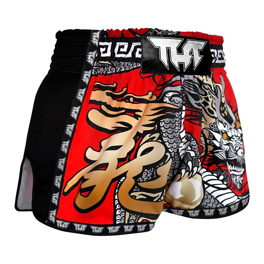 TUFF Chinese Dragon Muay Thai Shorts - Red - Sambo Store Australasia