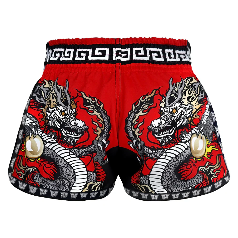 TUFF Chinese Dragon Muay Thai Shorts - Red - Sambo Store Australasia