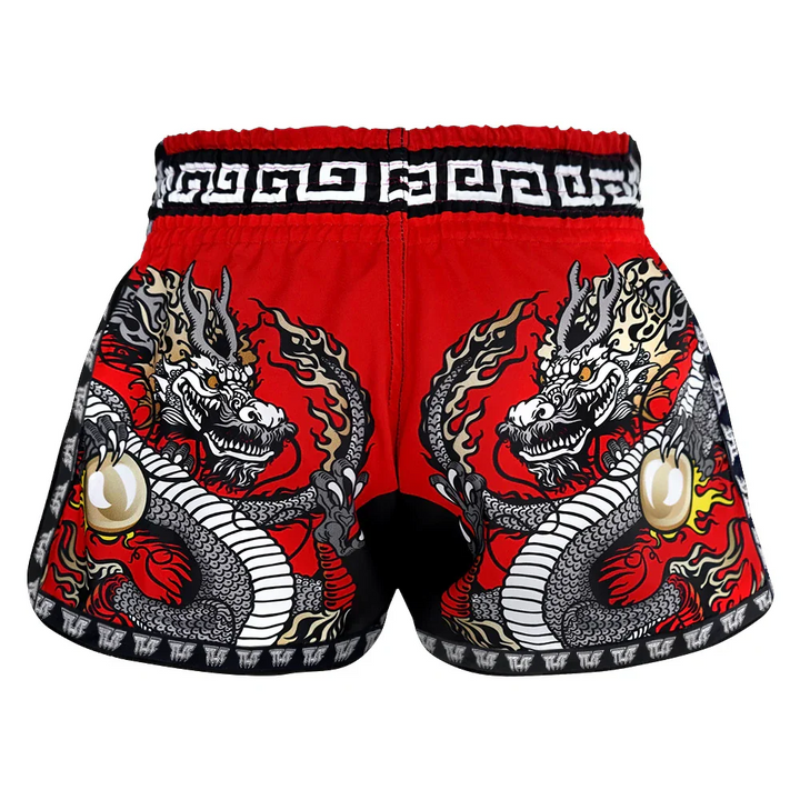 TUFF Chinese Dragon Muay Thai Shorts - Red - Sambo Store Australasia