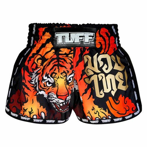 TUFF Furious Tiger Retro Muay Thai Shorts - Orange - Sambo Store Australasia