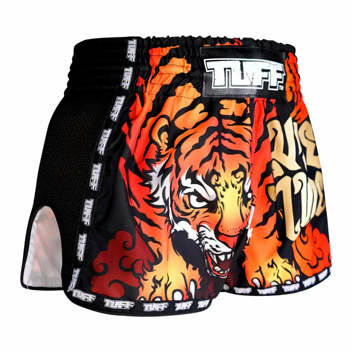TUFF Furious Tiger Retro Muay Thai Shorts - Orange - Sambo Store Australasia