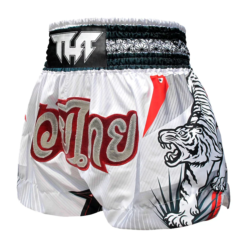 TUFF Double Tiger Muay Thai Shorts - White - Sambo Store Australasia