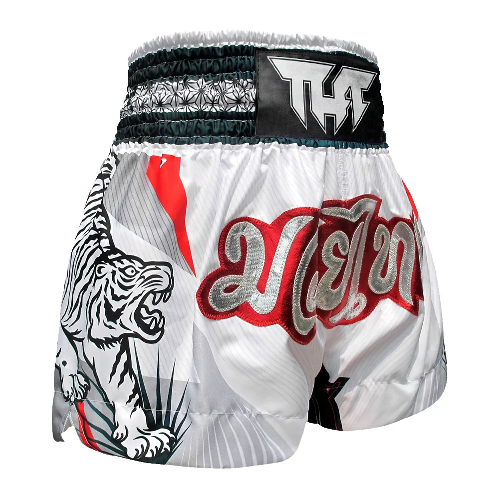 TUFF Double Tiger Muay Thai Shorts - White - Sambo Store Australasia
