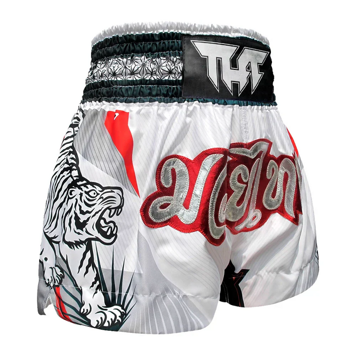 TUFF Double Tiger Muay Thai Shorts - White - Sambo Store Australasia