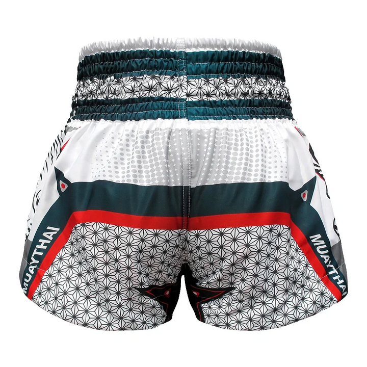 TUFF Double Tiger Muay Thai Shorts - White - Sambo Store Australasia