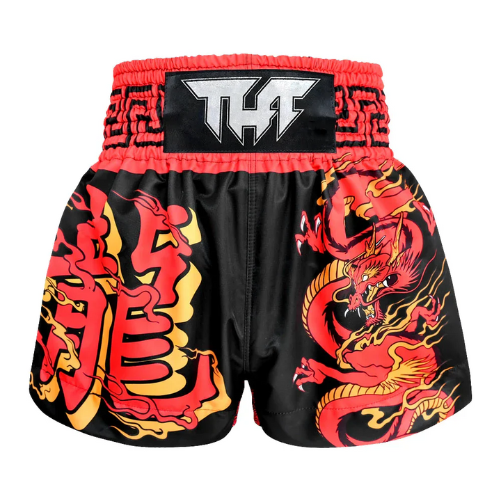 TUFF Chinese Dragon Muay Thai Shorts - Black/Red - Sambo Store Australasia