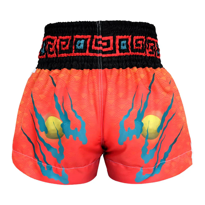 TUFF Chinese Dragon Muay Thai Shorts - White/Blue - Sambo Store Australasia
