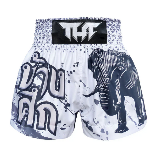TUFF War Elephant Muay Thai Shorts - White - Sambo Store Australasia