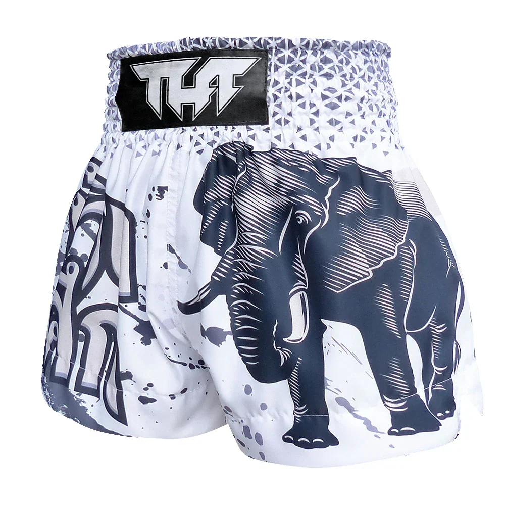 TUFF War Elephant Muay Thai Shorts - White - Sambo Store Australasia