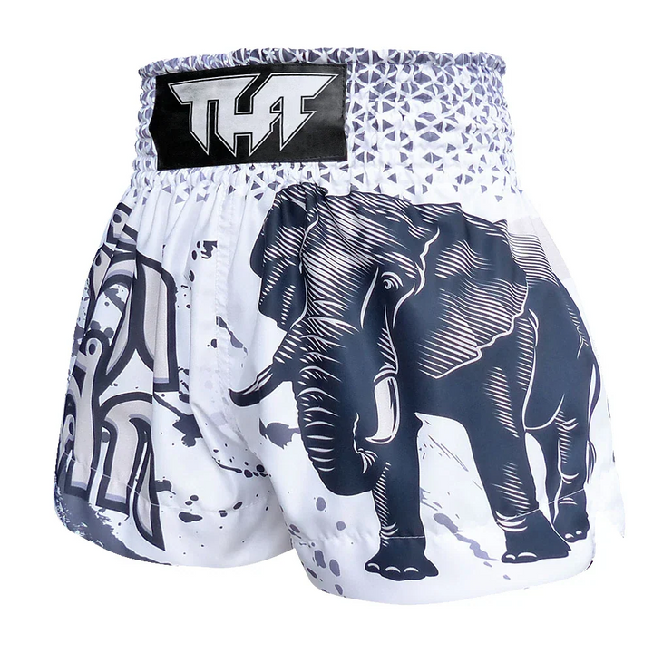 TUFF War Elephant Muay Thai Shorts - White - Sambo Store Australasia