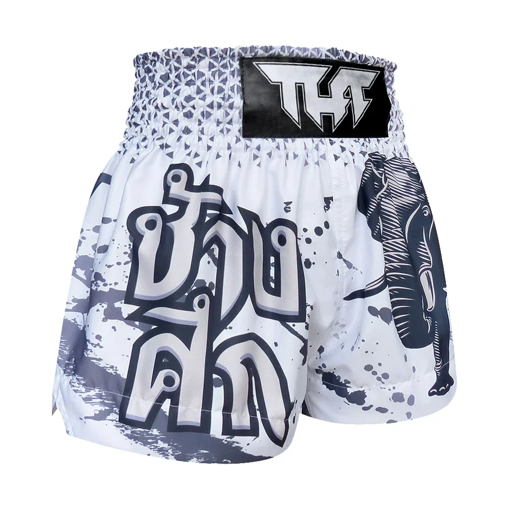 TUFF War Elephant Muay Thai Shorts - White - Sambo Store Australasia