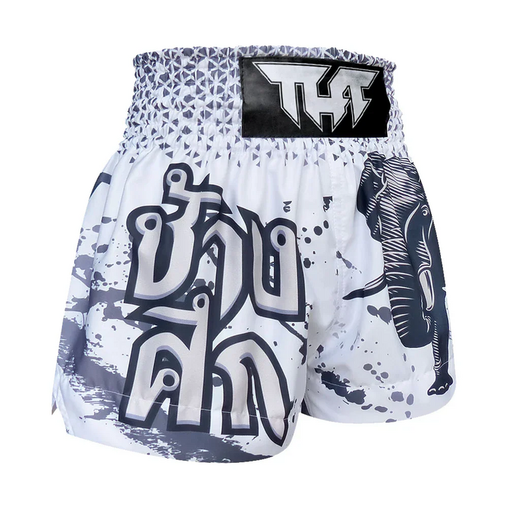 TUFF War Elephant Muay Thai Shorts - White - Sambo Store Australasia