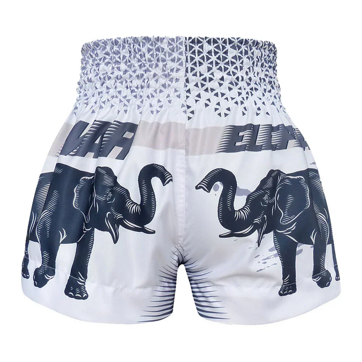 TUFF War Elephant Muay Thai Shorts - White - Sambo Store Australasia