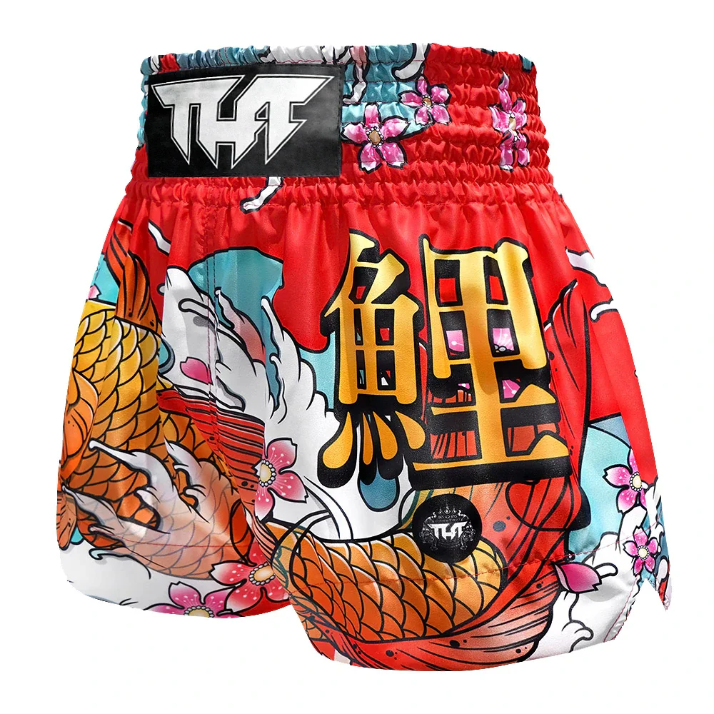 TUFF Japanese Koi Fish Muay Thai Shorts - Red - Sambo Store Australasia