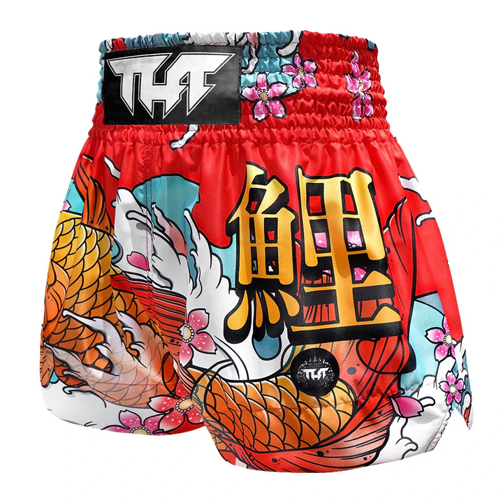 TUFF Japanese Koi Fish Muay Thai Shorts - Red - Sambo Store Australasia